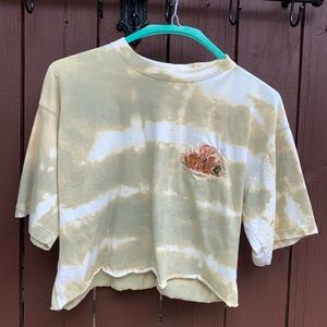Up-cycled cropped and bleach dyed tshirt